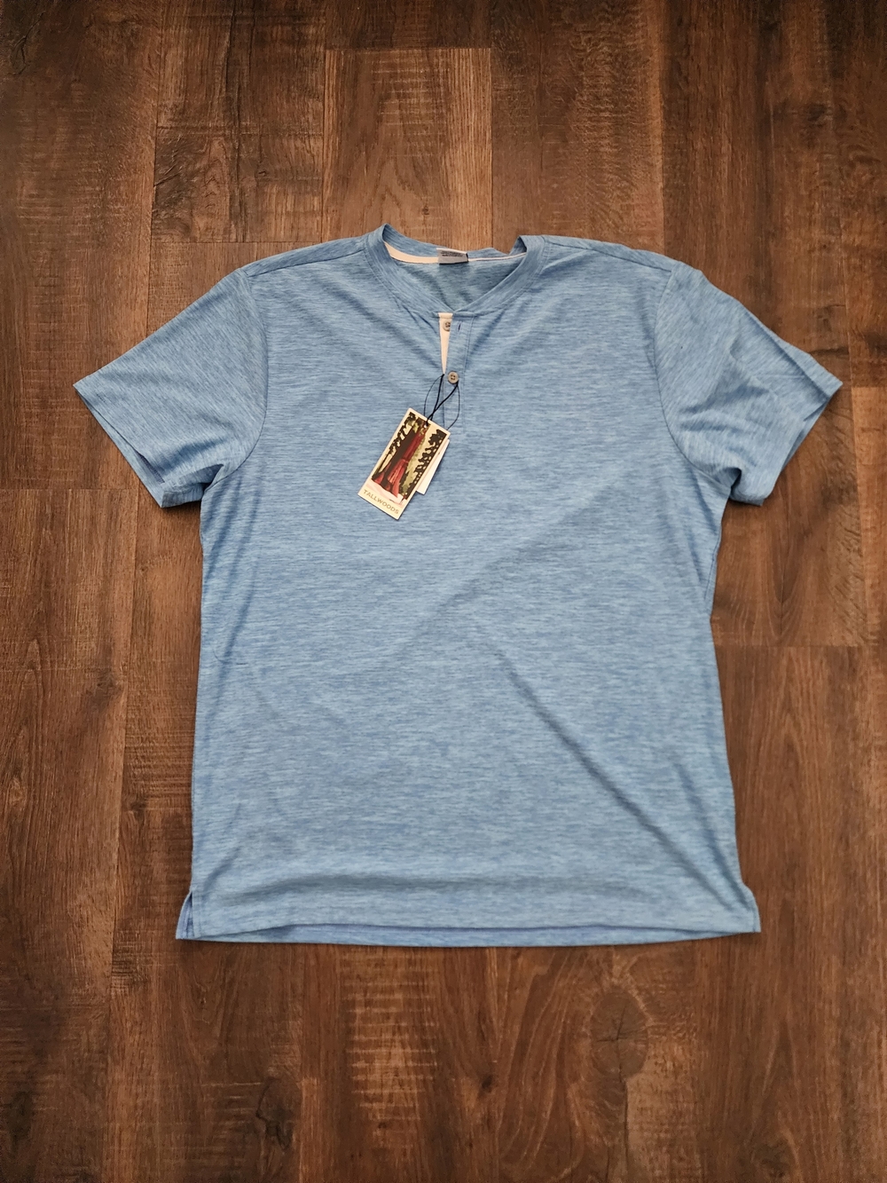 Tallwoods Men's Heather Blue Short Sleeve Henley Shirt
